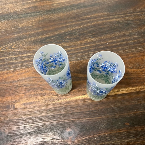 Neimen Marcus vintage painted floral tall frosted highball set blue green white - Picture 6 of 7
